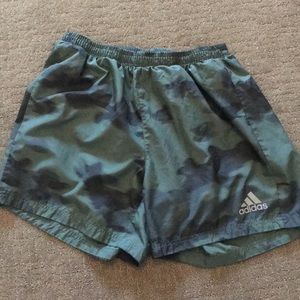 Adidas green camo shorts